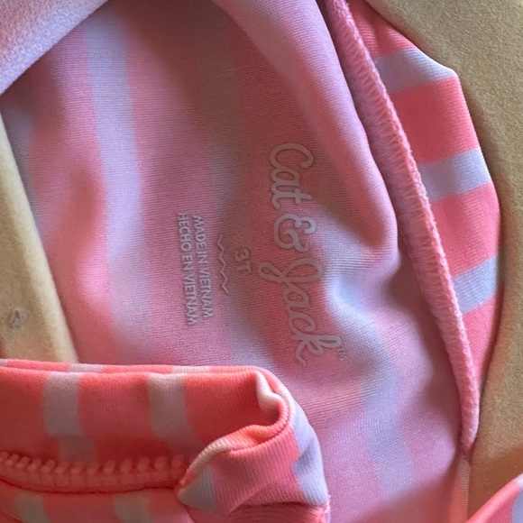 Cat & Jack Girls Striped Kids Swimwear long sleeve with ruffles. - Picture 3 of 4